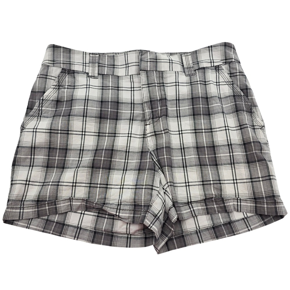 Sonoma Plaid Shorts Women's Size 10 Gray Cotton Stretch Casual Flat Front